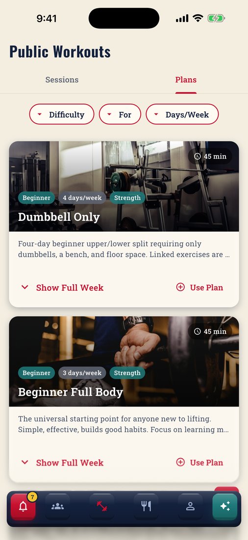Training plans with cover photos: Dumbbell Only and Beginner Full Body